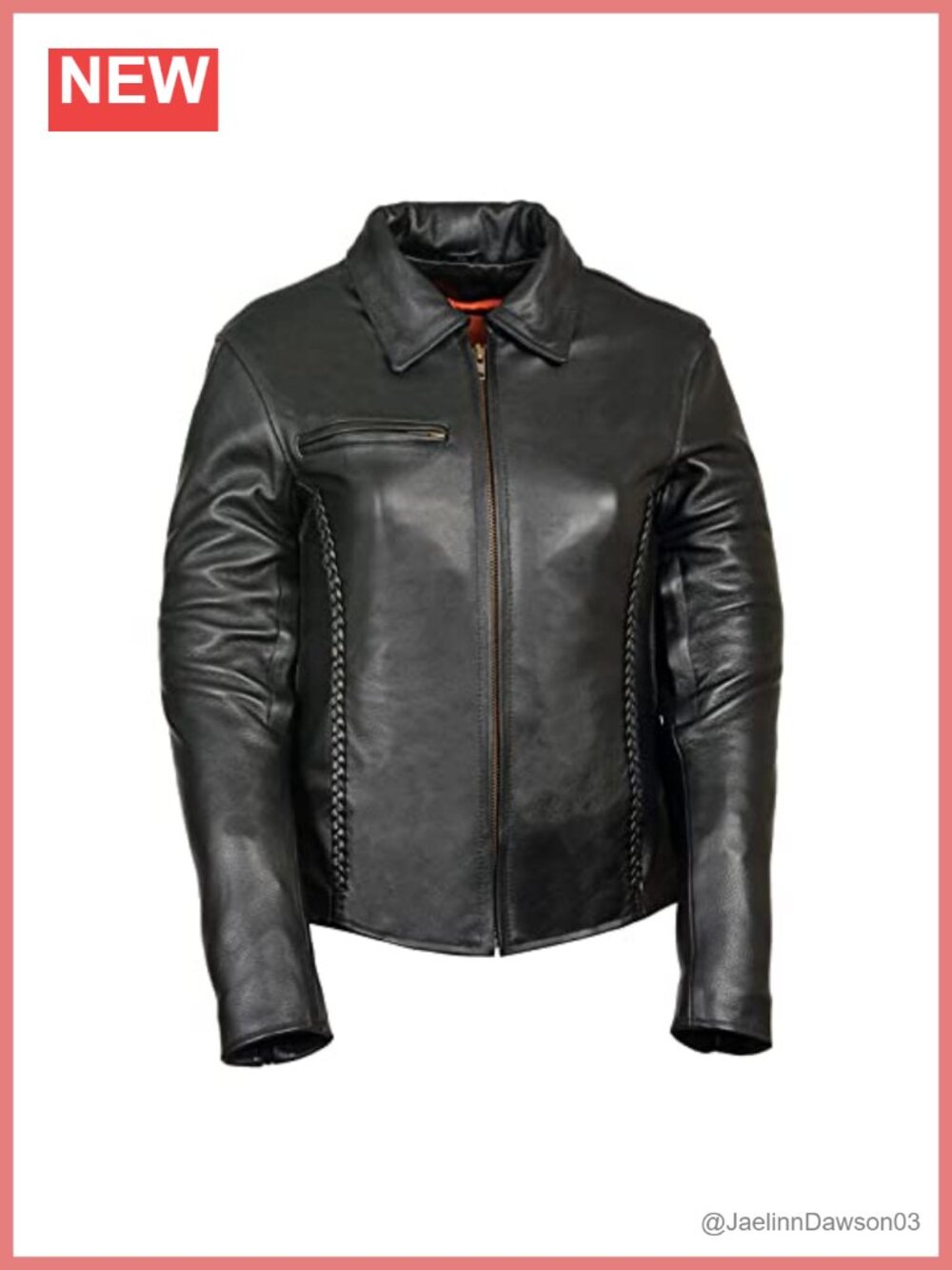 Leather King Women's Braided Moto Biker Jacket